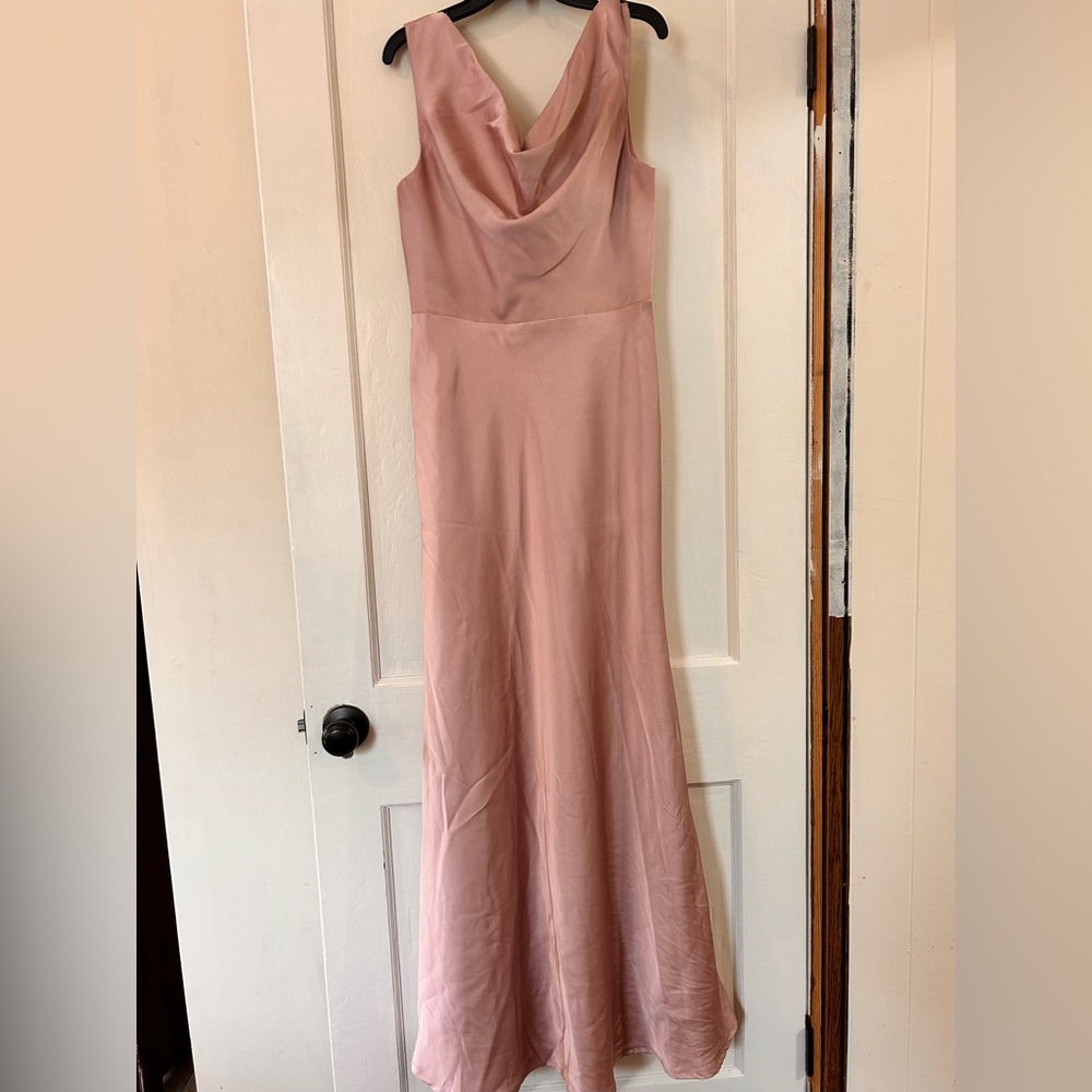 AW Bridal Elegant Pink Evening Gown Mermaid Zipper Bridesmaid Dress
